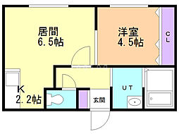 クイント菊水元町 1LDKの間取図画像