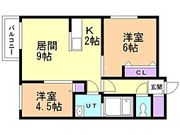 NOON栄通 2LDKの間取図画像