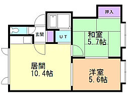 シティ・ブリーズ北郷 2LDKの間取図画像