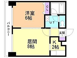フランセジュール豊平3条 1LDKの間取図画像