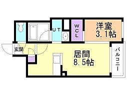 札幌市豊平区豊平一条4丁目マンション 1LDKの間取図画像