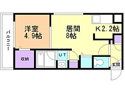 アオアクア白石 1LDKの間取図画像