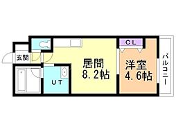 札幌市営東西線 菊水駅 徒歩4分の賃貸マンション 1階1LDKの間取り