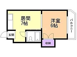 ヴィラカスターナ菊水 1LDKの間取図画像
