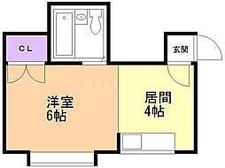 セゾン本通 1DKの間取図画像