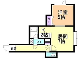 ウッドビレッジ2 1LDKの間取図画像