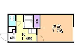 札幌市営東西線 白石駅 徒歩11分の賃貸アパート 1階1Kの間取り