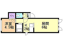 フォレスト栄弐番館 1LDKの間取図画像