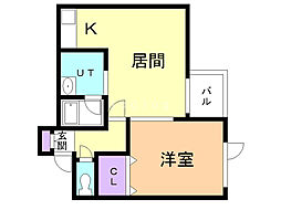 コーポミヤビ 1LDKの間取図画像