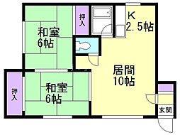 東栄ハウス 2階2LDKの間取り