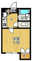 パルティール国見 2階1Kの間取り