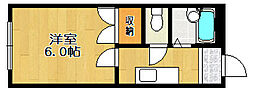 ジャンセン台原 1Kの間取図画像