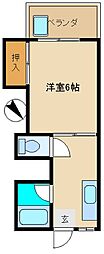 サンセイコーポ 3階1Kの間取り
