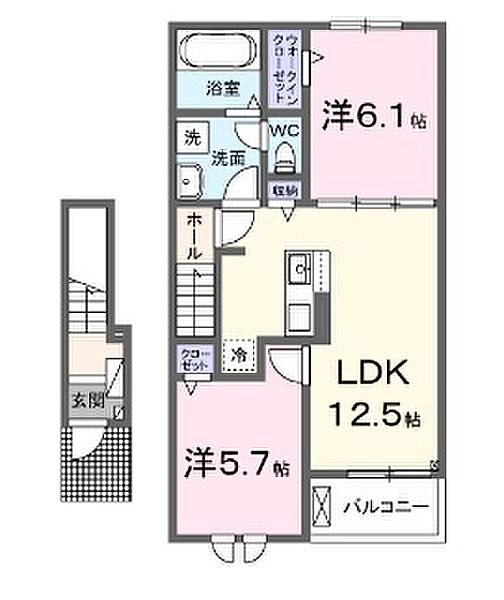 カミーノクラントーノ　ウーノ 204｜兵庫県姫路市飾東町佐良和(賃貸アパート2LDK・2階・56.44㎡)の写真 その2