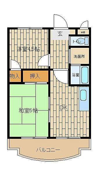 第14サンライズイトウ 107｜兵庫県加古川市加古川町粟津(賃貸マンション2DK・1階・35.00㎡)の写真 その2