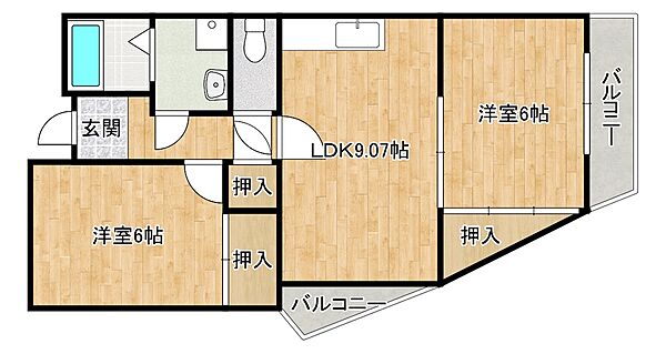 兵庫県神戸市東灘区森北町4丁目(賃貸マンション2LDK・3階・52.42㎡)の写真 その2