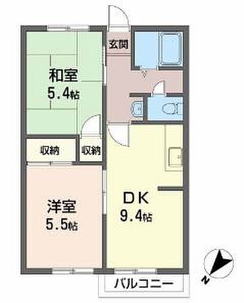 兵庫県加古川市別府町新野辺(賃貸アパート2DK・2階・44.33㎡)の写真 その2