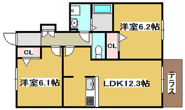 兵庫県高砂市米田町米田(賃貸アパート2LDK・1階・56.07㎡)の写真 その2