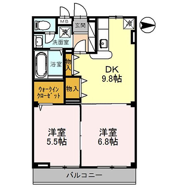 兵庫県三木市緑が丘町西5丁目(賃貸アパート2DK・3階・55.29㎡)の写真 その2