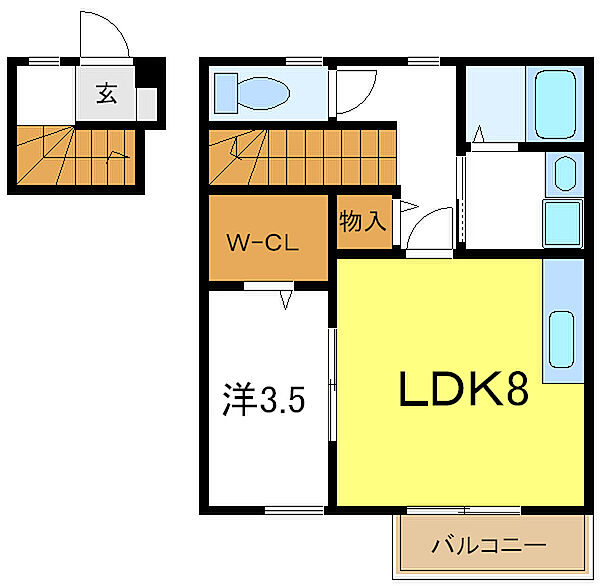 兵庫県加古川市別府町新野辺北町8丁目(賃貸アパート1DK・2階・38.06㎡)の写真 その2