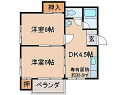 近畿ビル 2DKの間取図画像