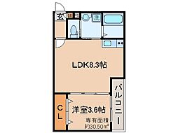 ジーメゾン伏見セレスト 1LDKの間取図画像