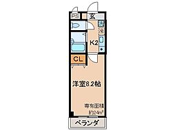 カーサ椥辻 1Kの間取図画像