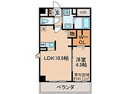ソレイユ深草 1LDKの間取図画像