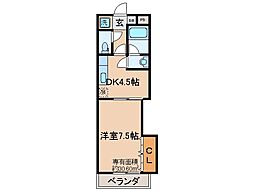 クオレッツア山科 1DKの間取図画像