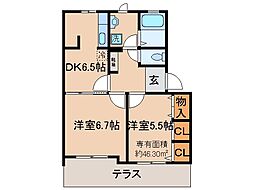 サクラ.21 2DKの間取図画像
