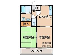 サンライズ・ハイツ 2DKの間取図画像