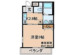 ワイズソラーナ 1Kの間取図画像