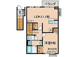 ベルソレイユ 1LDKの間取図画像