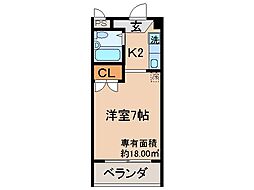 TomoNaビル 1Kの間取図画像