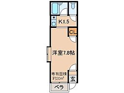 メゾンイースター 1Kの間取図画像
