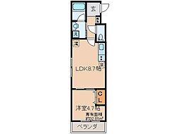 サクシード墨染 1LDKの間取図画像