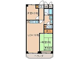 伏水ハイツ 2LDKの間取図画像