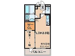 アイル京都宇治西 1LDKの間取図画像