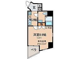 エスポワール椥辻 1Kの間取図画像