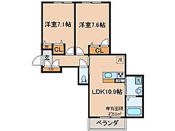 シャーメゾン峰山 2LDKの間取図画像