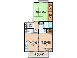 カーサ竹風館 2DKの間取図画像