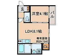 LIX京都桂川 1LDKの間取図画像