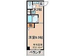 エクラ山科 1Kの間取図画像