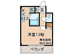 アルブル2 1Kの間取図画像