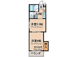 アーバンヒル桃山 2Kの間取図画像