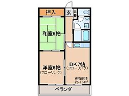 プラムアコード 2DKの間取図画像