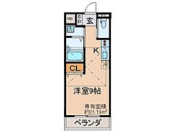 K・Rハイツ ワンルームの間取図画像