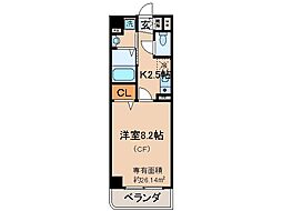 グランツェントA 1Kの間取図画像
