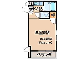 第2塚脇ビルシャガール 1Kの間取図画像