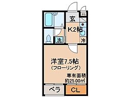 レ・タン・ドゥラ・メールCK3 1Kの間取図画像